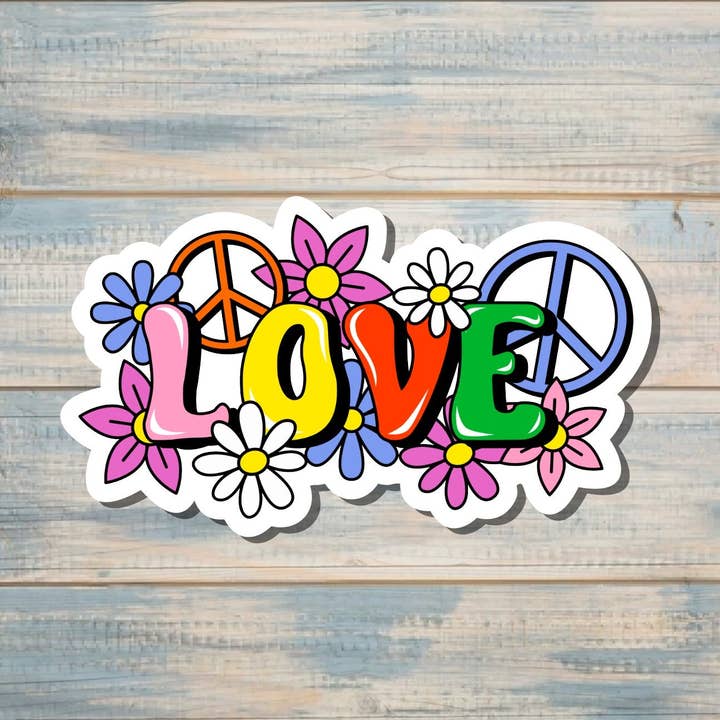 Autocolante de Amor, Sinais de Paz Hippie, Autocolante de Vinil Recortado, Diversão Boho, Resistente à Água | Autocolante ou Íman por atacado de Handmade by Marlayna
