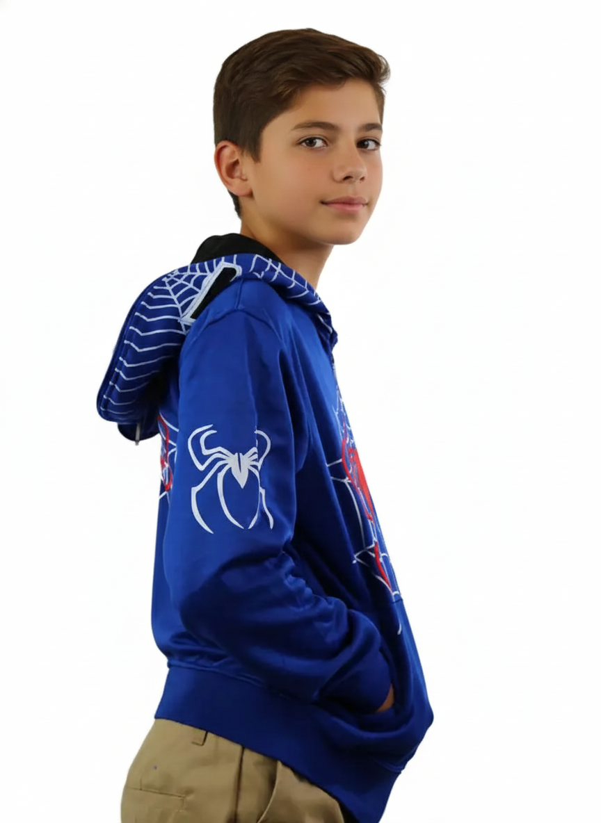 Lime Tree Clothing Inc. – Großhandel Hoodie – Kinder – Spider Hero Hoodie mit Reißverschluss für Kinder — lustiges Design mit Maskenkapuze13