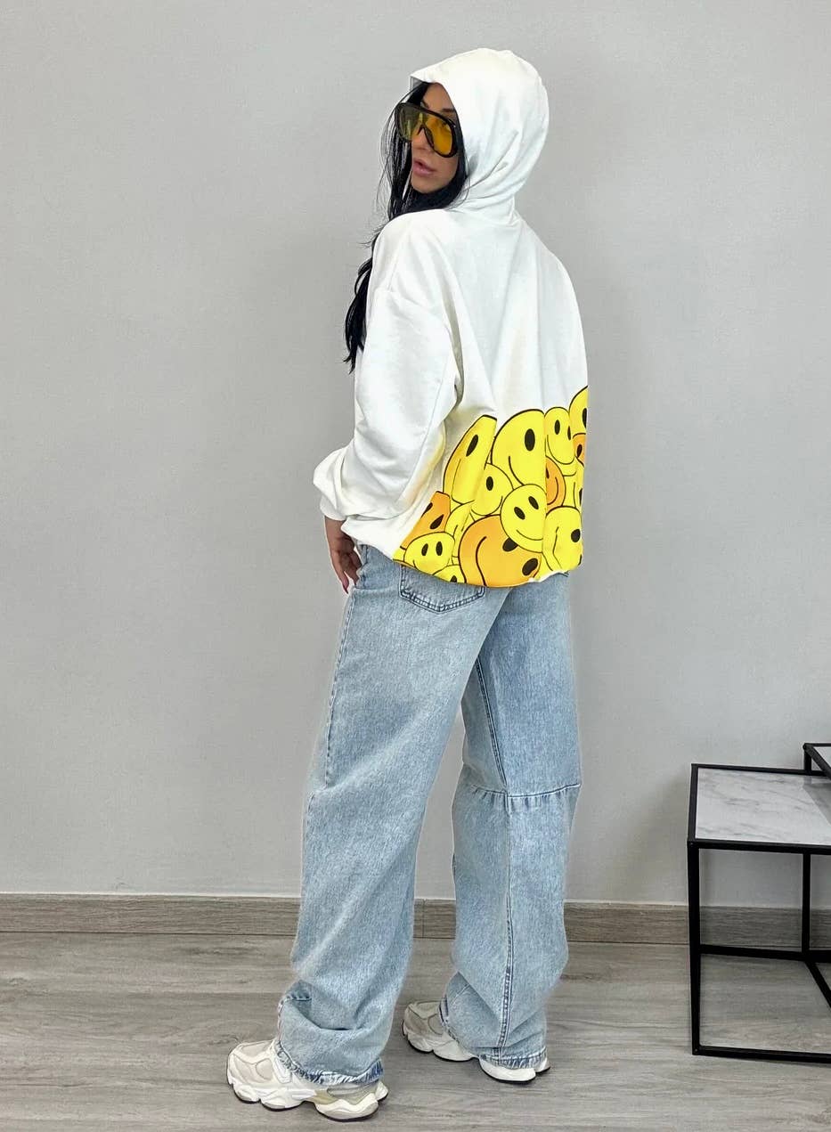 Vert Sweat à capuche sourire en vente sur Faire2