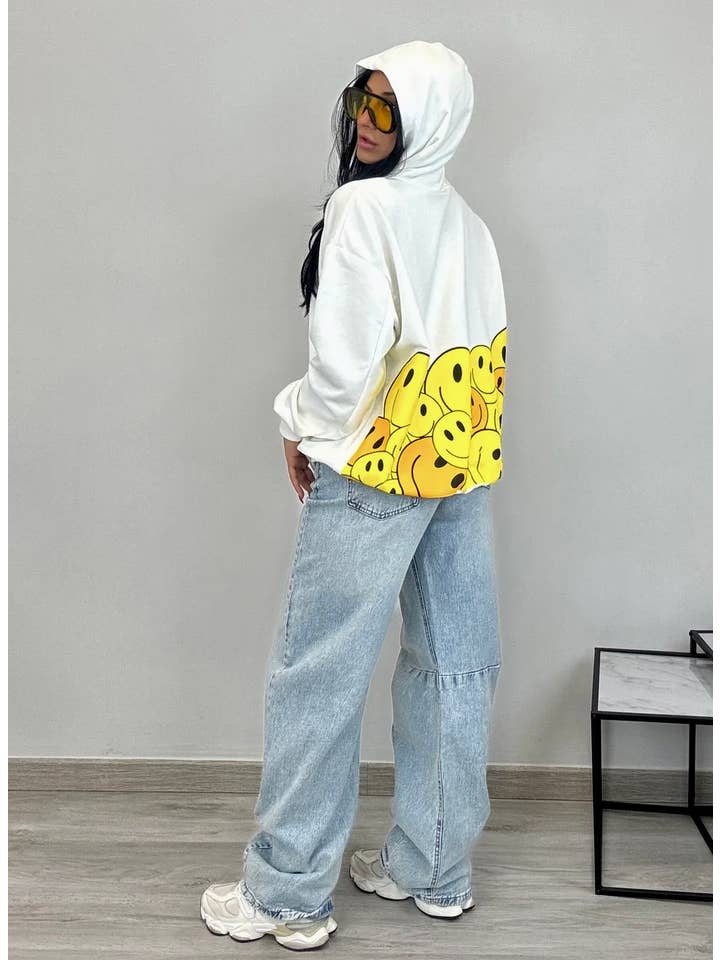 Vert Sweat à capuche sourire en vente sur Faire2