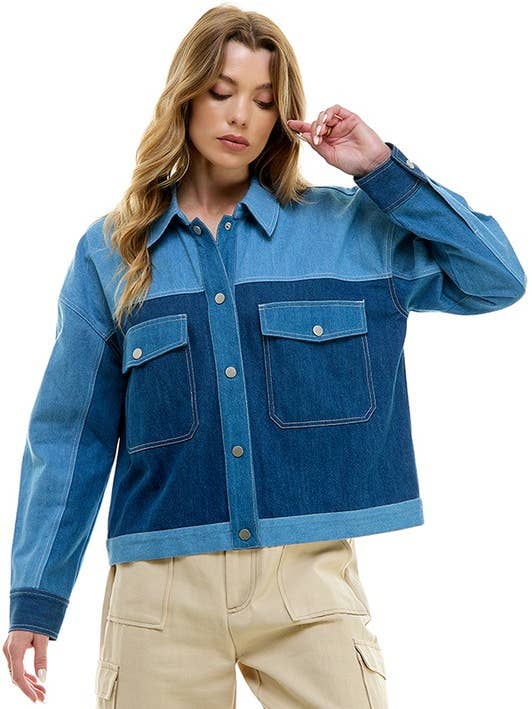 PATCHWORK DENIM JACKET for wholesale by ACOA COLLECTION