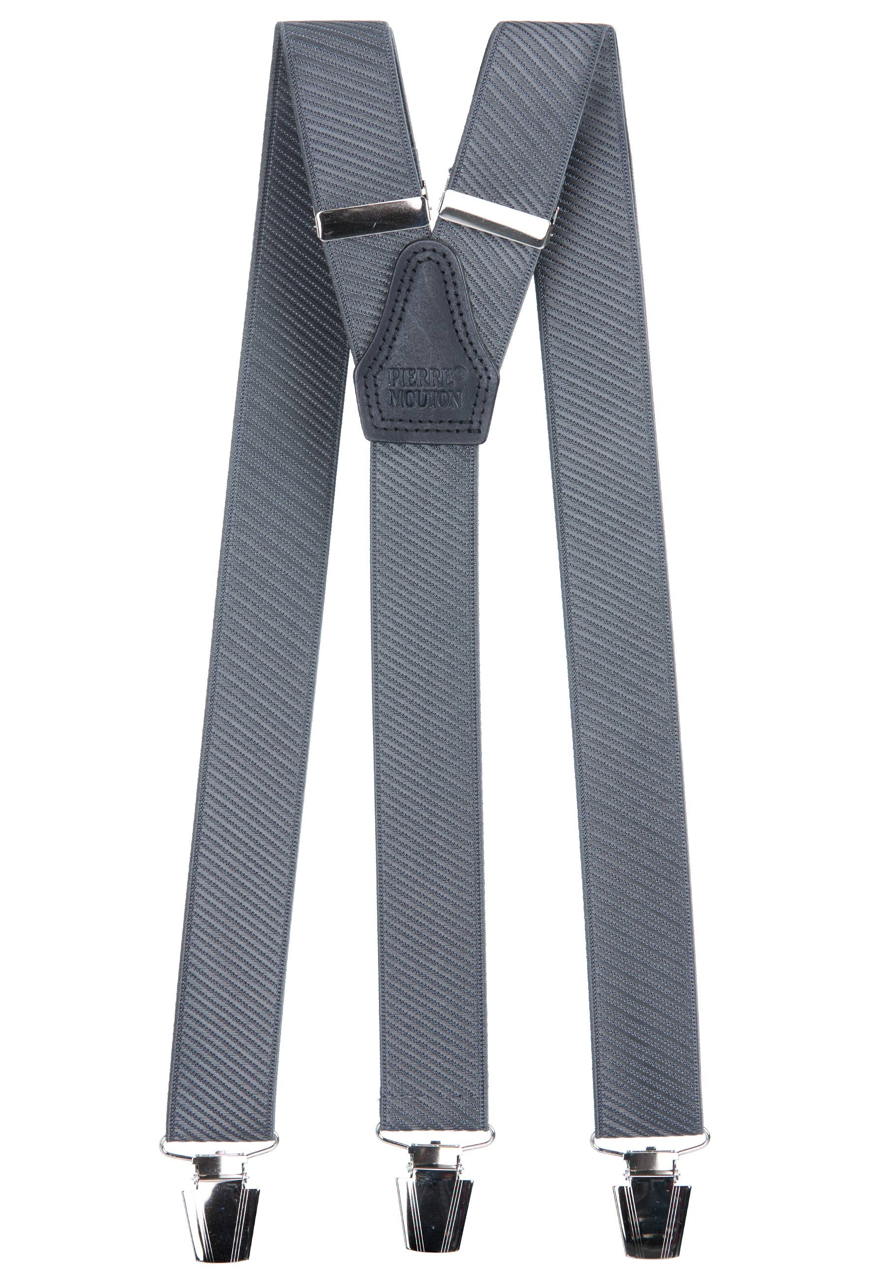 Pierre Mouton - Vente Ceinture – unisexe - Bretelles Monaco gris foncé 3 agrafes/140 cm | Fait main0