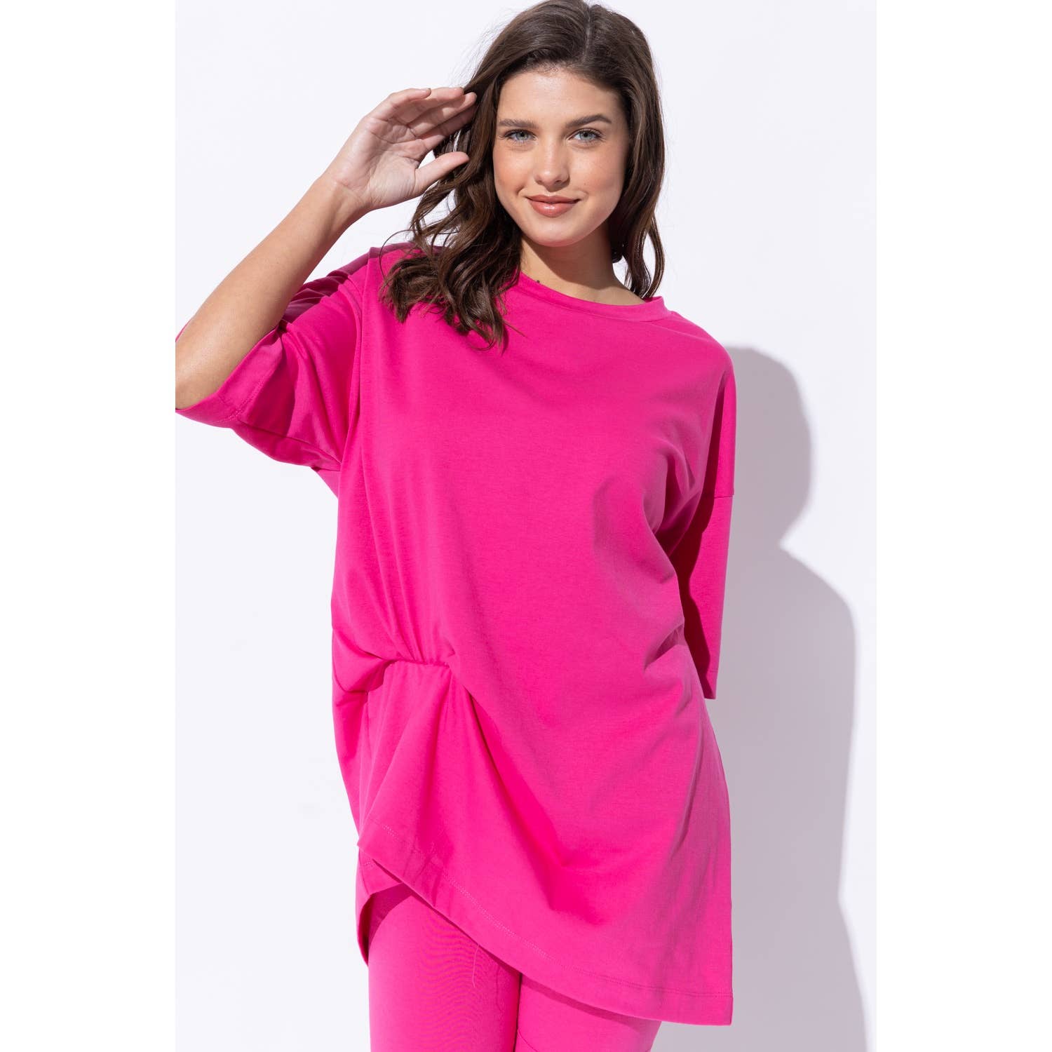 Sweet Generis - Wholesale Lounge Set - Women's - KNIT OVERSIZE TEE SHIRT AN SHORTS CASUAL BIKER SET2