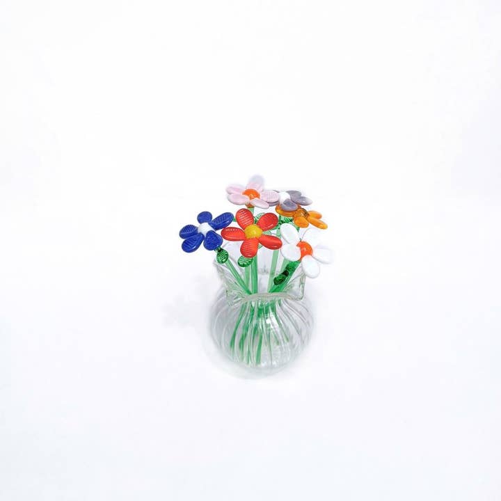 Adamodart - Vendita all'ingrosso Statuette decorative - Bouquet di margherite in vetro lavorato a lume, Mini figurina di fiori, Gerbera4