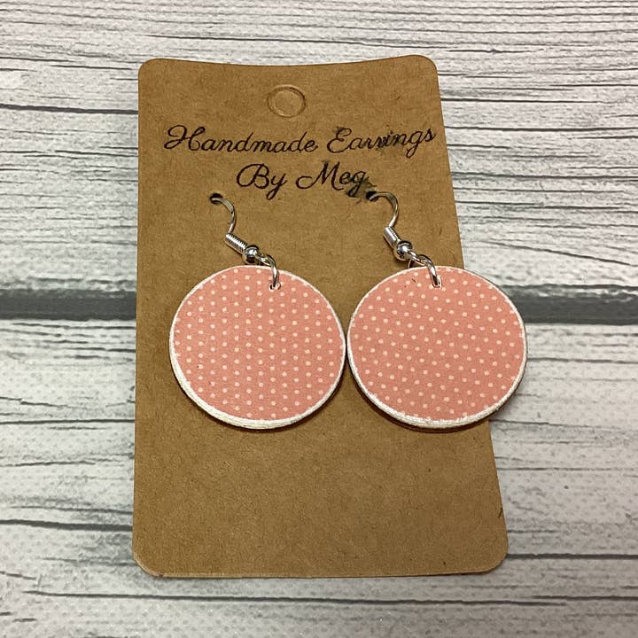 Mauve Polkadot 1 inch for wholesale by Handmade Earrings By Meg