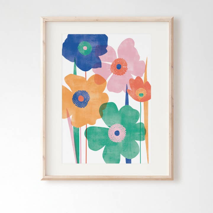 Bold Abstract Floral Art Print Bright for wholesale by Rachel Mahon Print