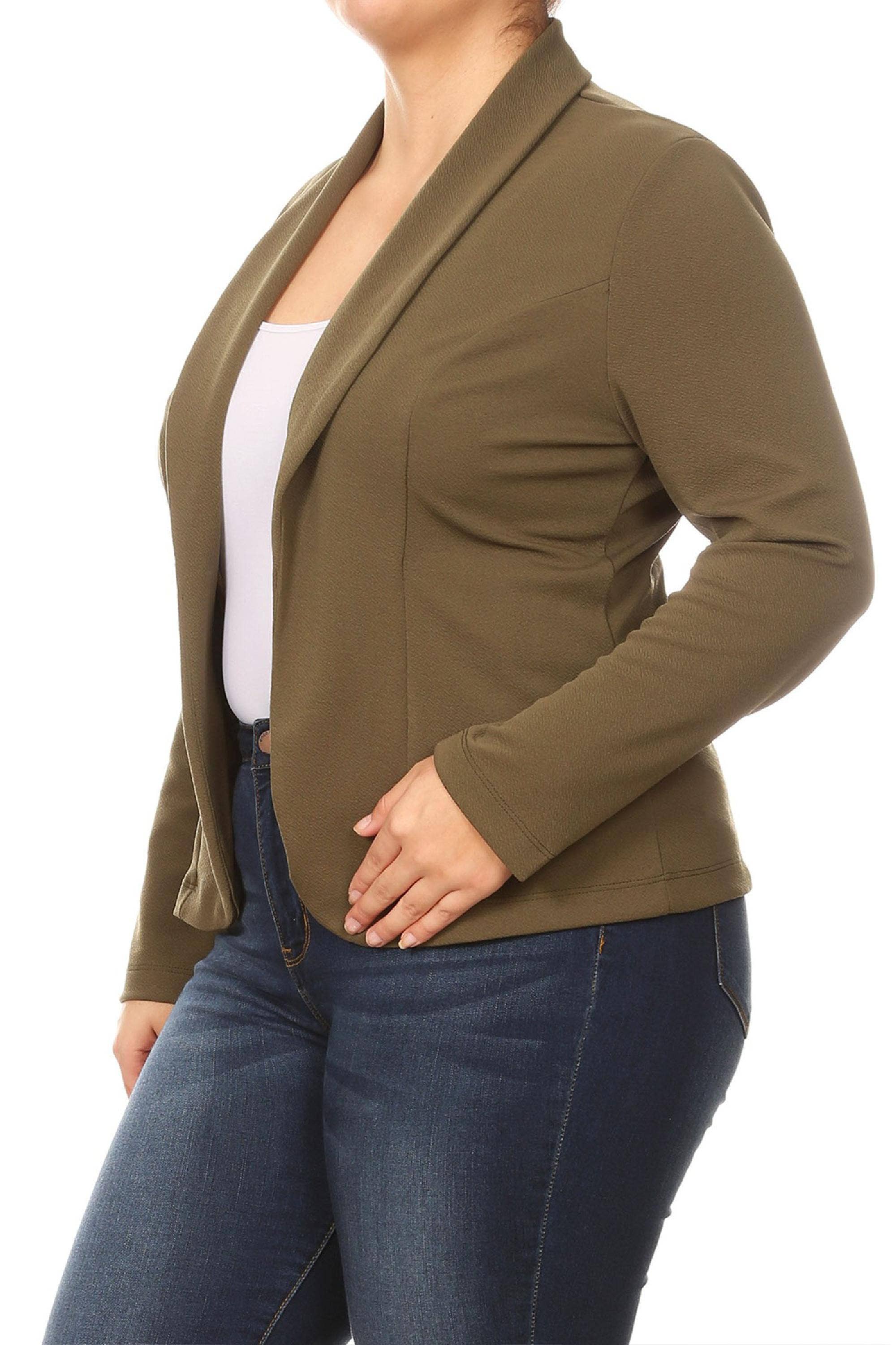 MOA COLLECTION - Wholesale Blazer - Women's - Women's Solid Casual Plus Size Trendy Blazer Jacket38