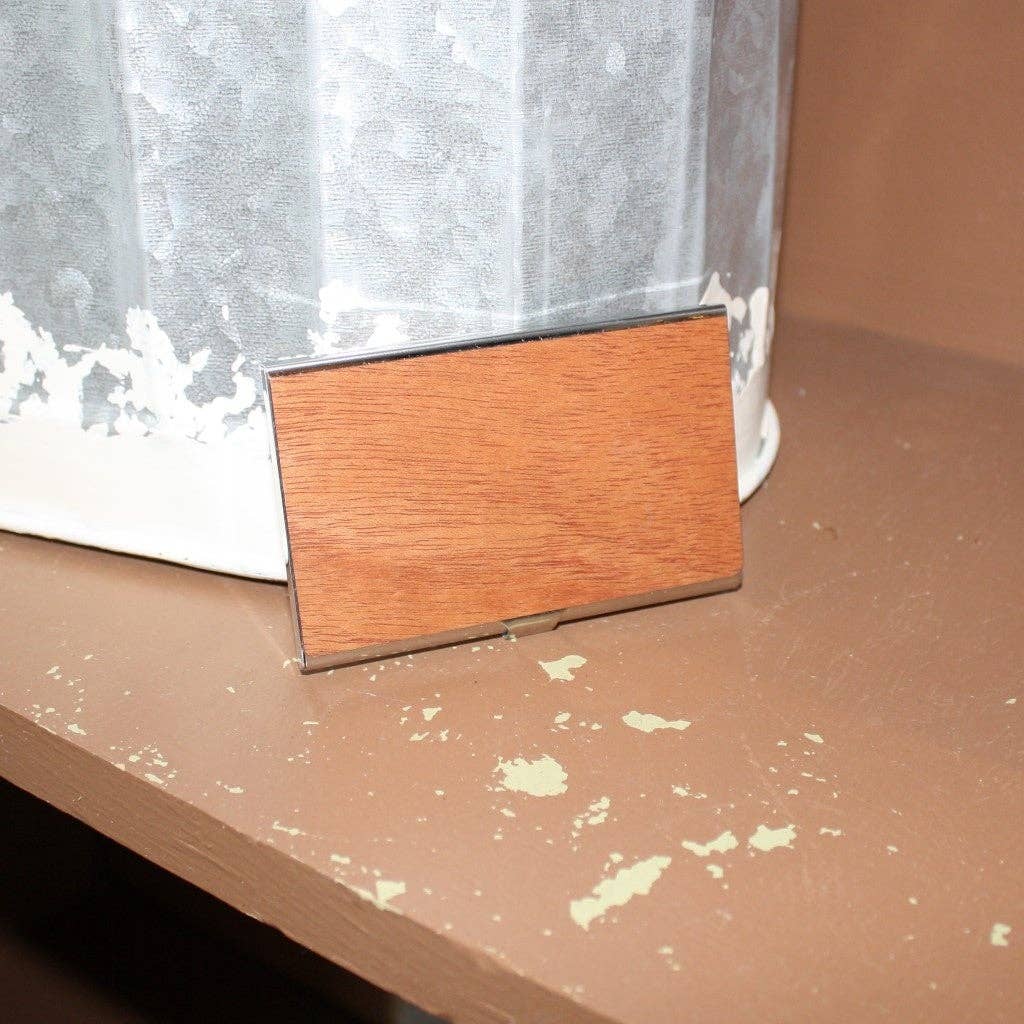 WUDN Handcrafted – Großhandel Visitenkartenetui – Handgefertigter Visitenkartenhalter aus Holz mit Sägezahn-Bergmotiv5