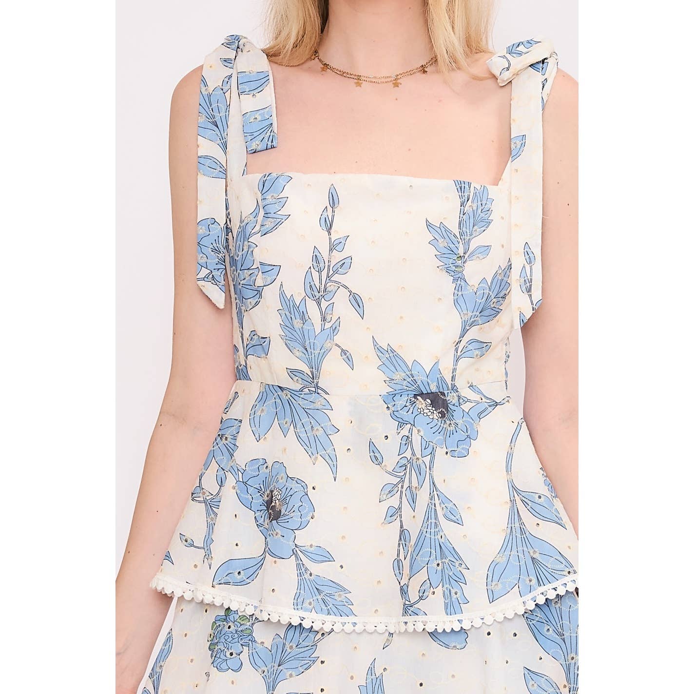 Sweet Generis - Wholesale Dress - Women's - LOVELY PRINT EYELET TIERED MINI DRESS1