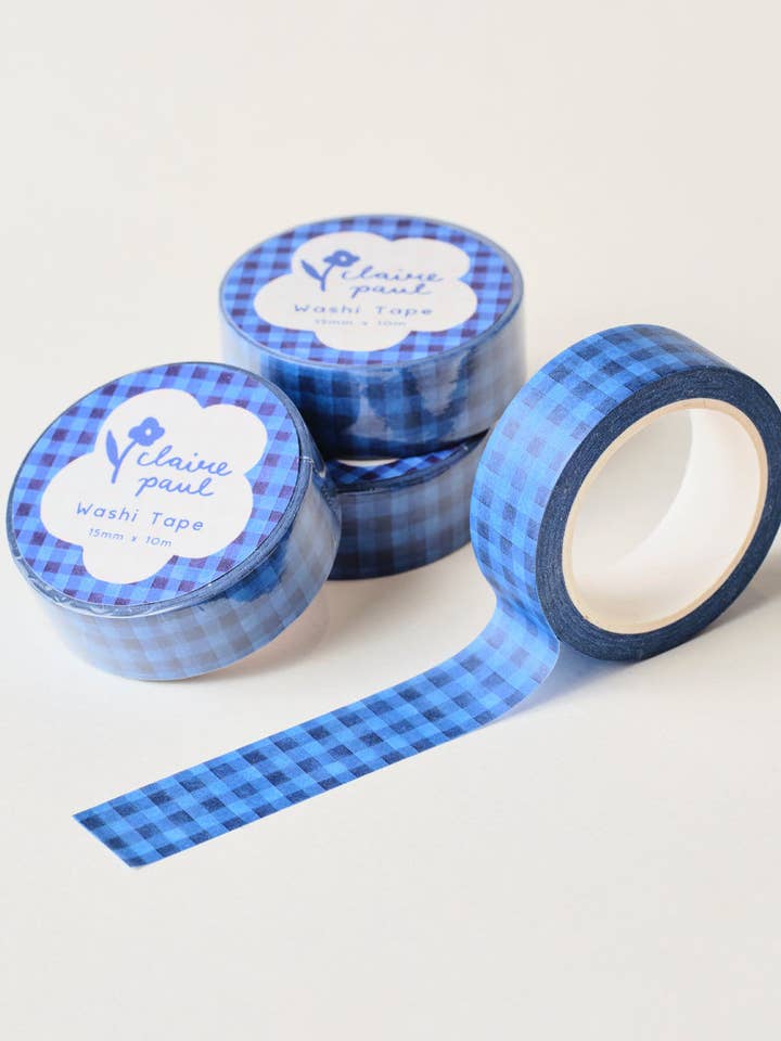 Blue Check Washi Tape for wholesale by Claire Paul