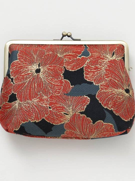 HANAYAKA - Floral Gamaguchi Pouch for wholesale by Ametsuchi by Amina Collection