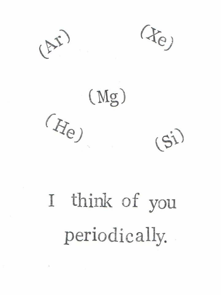 I Think Of You Periodically Card | Funny Science Humor Chemistry Pun for wholesale by BlueSpecsStudio