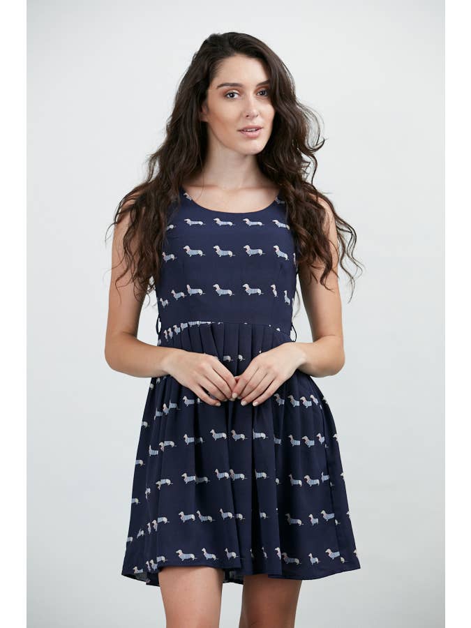 SM WARDROBE - Wholesale Dress - Women's - Wiener Dog Print Dressei4