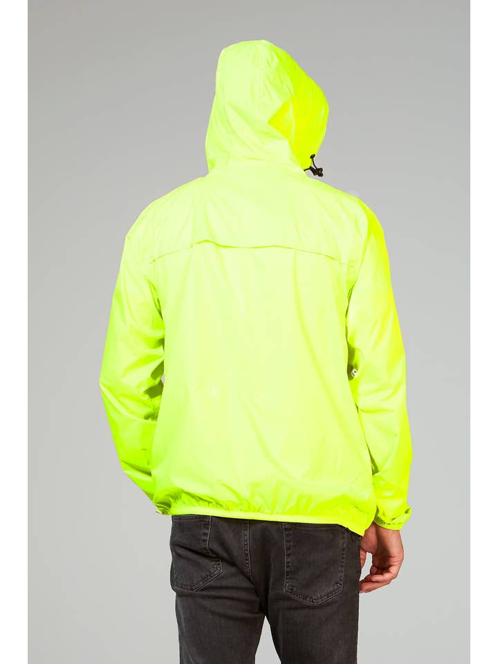 gul Gul fluo fuld lynlås pakbar regnjakke og vindjakke for engroshandel på Faire2