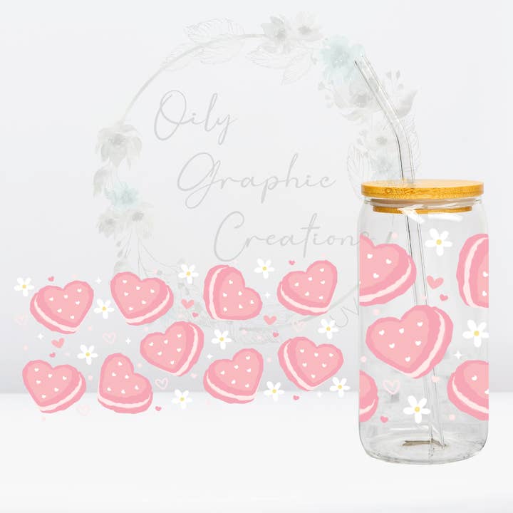 Enveloppe UV DTF 16oz - Cookies Roses & Marguerites pour la vente par Oily Graphic Creations
