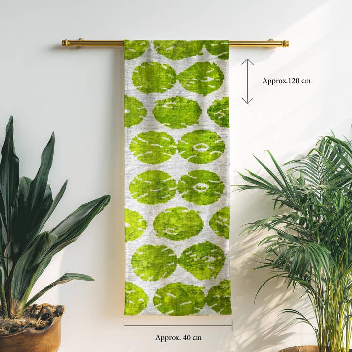 Handvävd silkesammet ikat-tyg med cirkelmönster för wholesale av Samarra Home