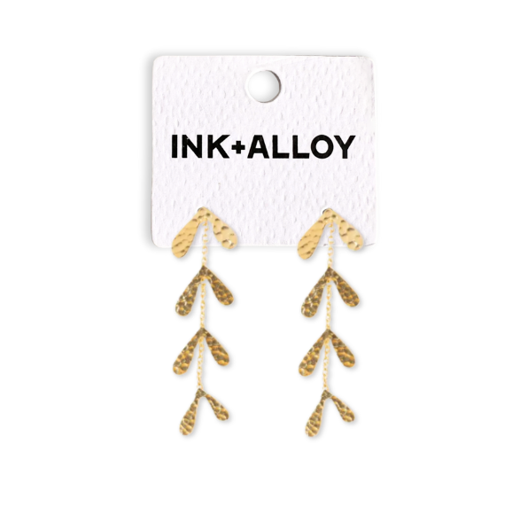 INK + ALLOY – Brincos de argola por atacado – Brincos de Folhas de Outono a Cair em Latão por Atacado2