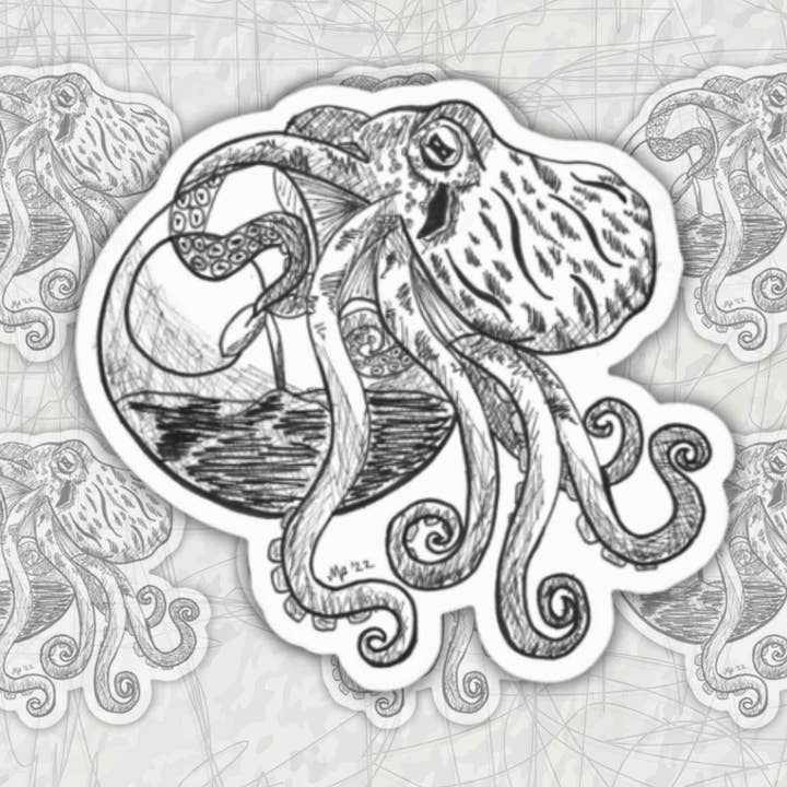 Octopus Sketch-klistermærke for engroshandel hos Made by Max Designs