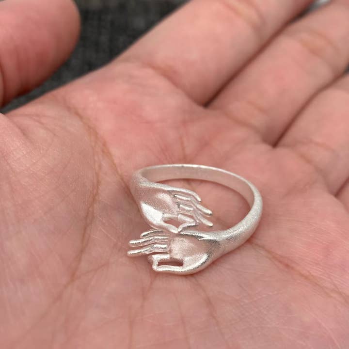 Mio Queena - Wholesale Cocktail/Statement Ring - Frosted Hand of Buddha Design Adjustable Ring1