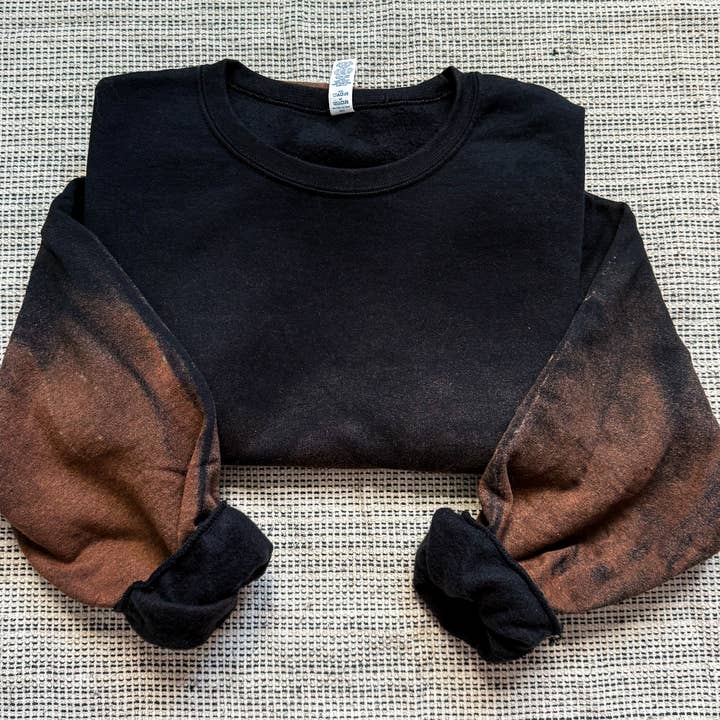 Salty Ocean Crew - Wholesale Sweatshirt - Women's - Black Reverse Ombre Tie Dye Bleached Sweatshirt1