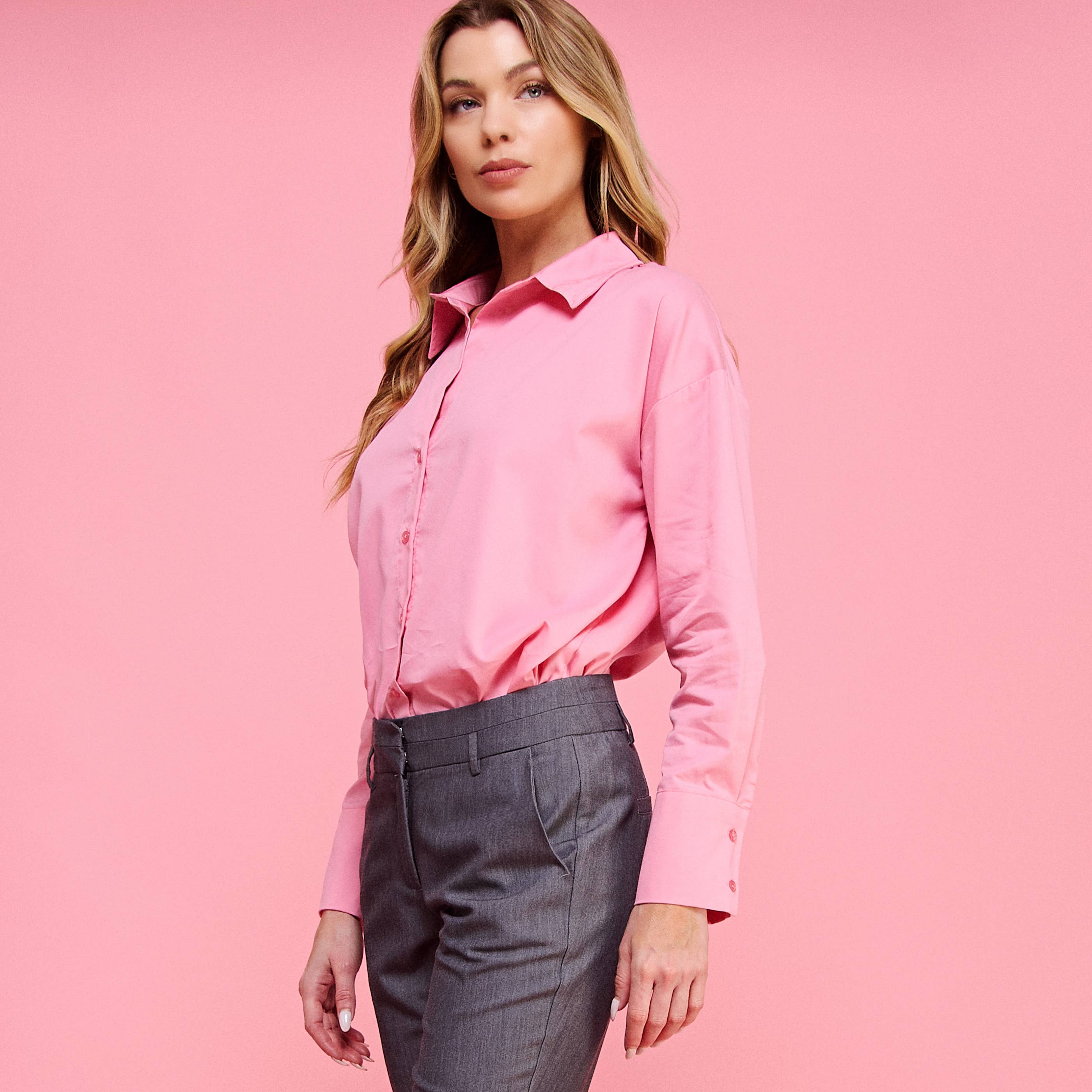 FREEZIA - Wholesale Button Down Shirt - Women's - 4th of july BUTTON DOWN COLLAR WHITE SHIRT-F749183