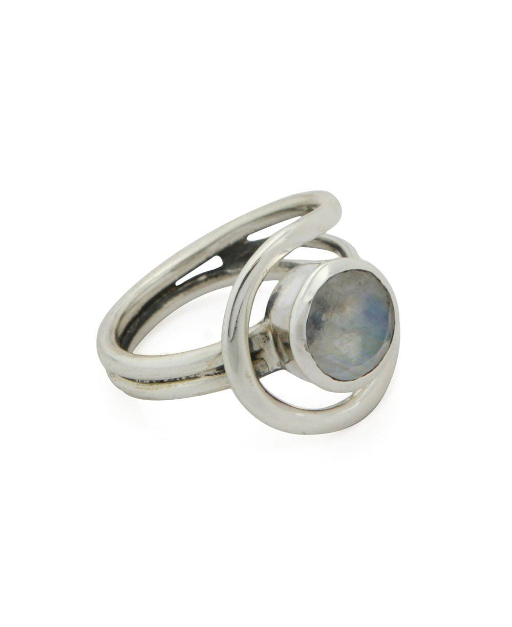 Culture Spot - Wholesale Single Stone/Solitaire Ring - Sterling Silver Loop Ring With Moonstone2