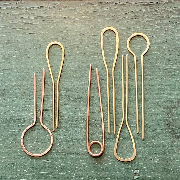 Brass and Copper Hair Pins for wholesale by Blueberry Jewelry