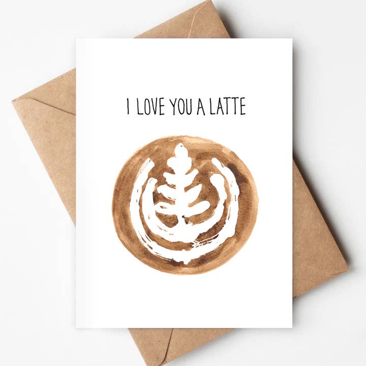 Je t'aime un latte Carte écologique Saint-Valentin, Anniversaire pour la vente par Jenna's Doodles