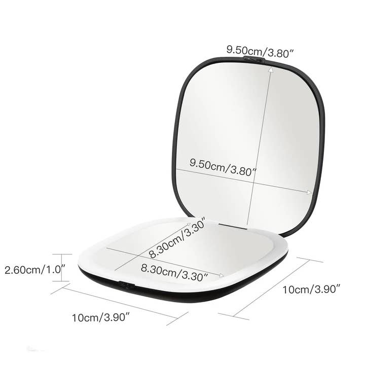 J&V TEXTILES - Wholesale Compact Mirror - Black - 1x/3x Magnifiying Rechargeble LED Compact Makeup Mirror1