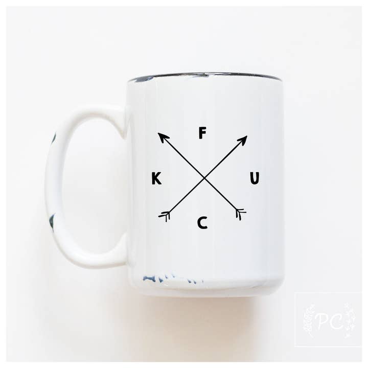 F U C K | Ceramic Mug for wholesale by Prairie Chick Prints