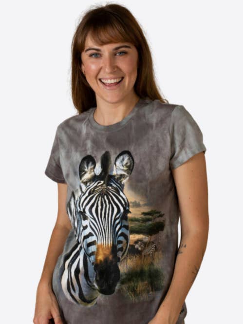 Ladies Zebra Natural Dyed T-shirt for wholesale by Wild Style