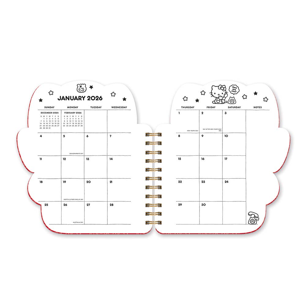 Studio Oh! - Wholesale Planner - 2026 Hello Kitty Playful Pink Die-Cut Weekly Planner2