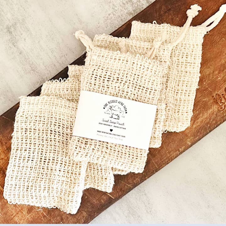One Blessed Acre Farm - Wholesale Soap Pouch/Sack/Bag - Sisal Soap Saver Bag, Zero Waste Soap Saver