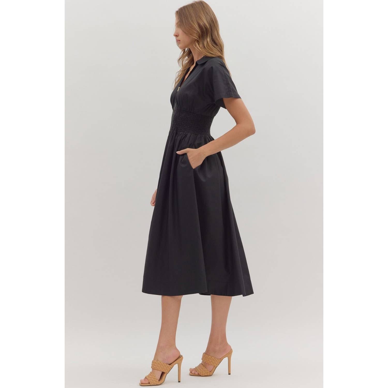 STYLE USA - Wholesale Dress - Women's - Solid short sleeve midi dress 7