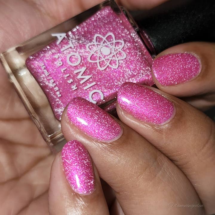 Atomic Polish - Wholesale Nail Polish - Glucose Pink Nail Polish with Silver Glitter6