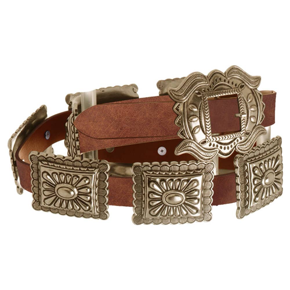 JOIA ACCESSORIES - Wholesale Belt - Women's - RECTANGLE CONCHO LINK BELT, IW 25017WSHAGO3