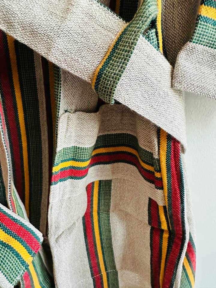 DesignsNYC - Wholesale Robe – Unisex - Hand-woven striped pattern bathrobe, loungewear, Green2