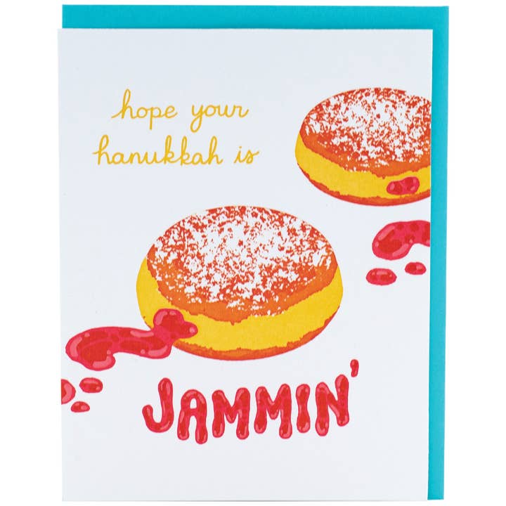 Jelly Donuts Hanukkah Card for wholesale by Smudge Ink