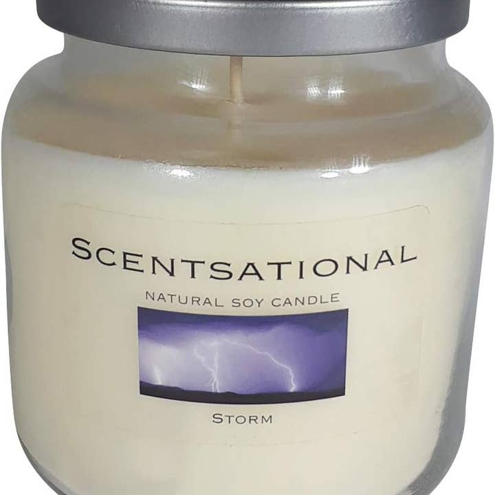 Scentsational Candles – Großhandel Kerze im Glas / gefüllte Kerze – 19Oz - Sturm - Silberner Deckel