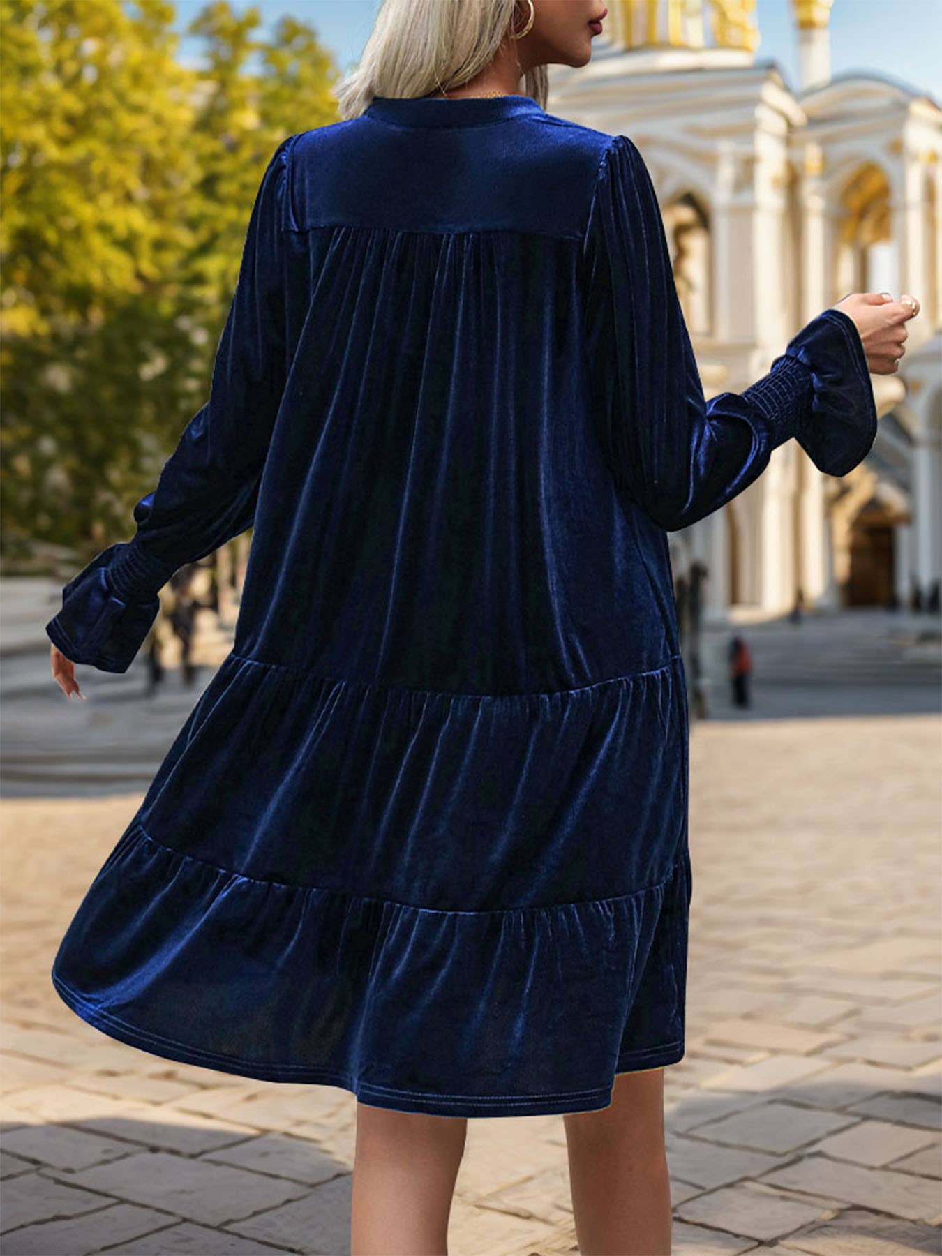 Masyal – wholesale Dress – Women's – Elegant and versatile party long-sleeved solid velvet dress7