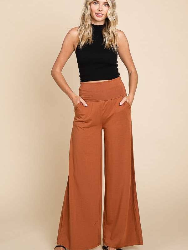 Culture Code - Wholesale Pants - Women's - CJP1763 - FOLDABLE WAIST BAND PALAZZO PANTS8