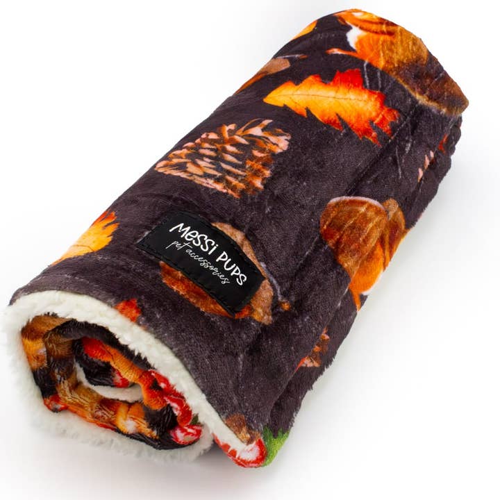 Feelin' Mighty Pine • Woodland Print Sherpa Blanket for wholesale by Messi Pups