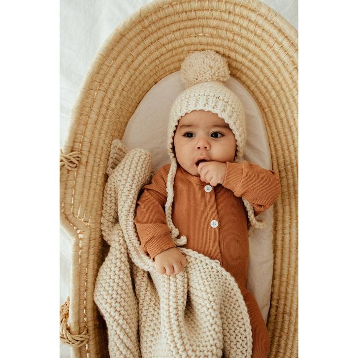 Huggalugs – wholesale Bedding blanket – Kids & Baby – Natural Garter Garter Stitch Knit Baby Blanket5