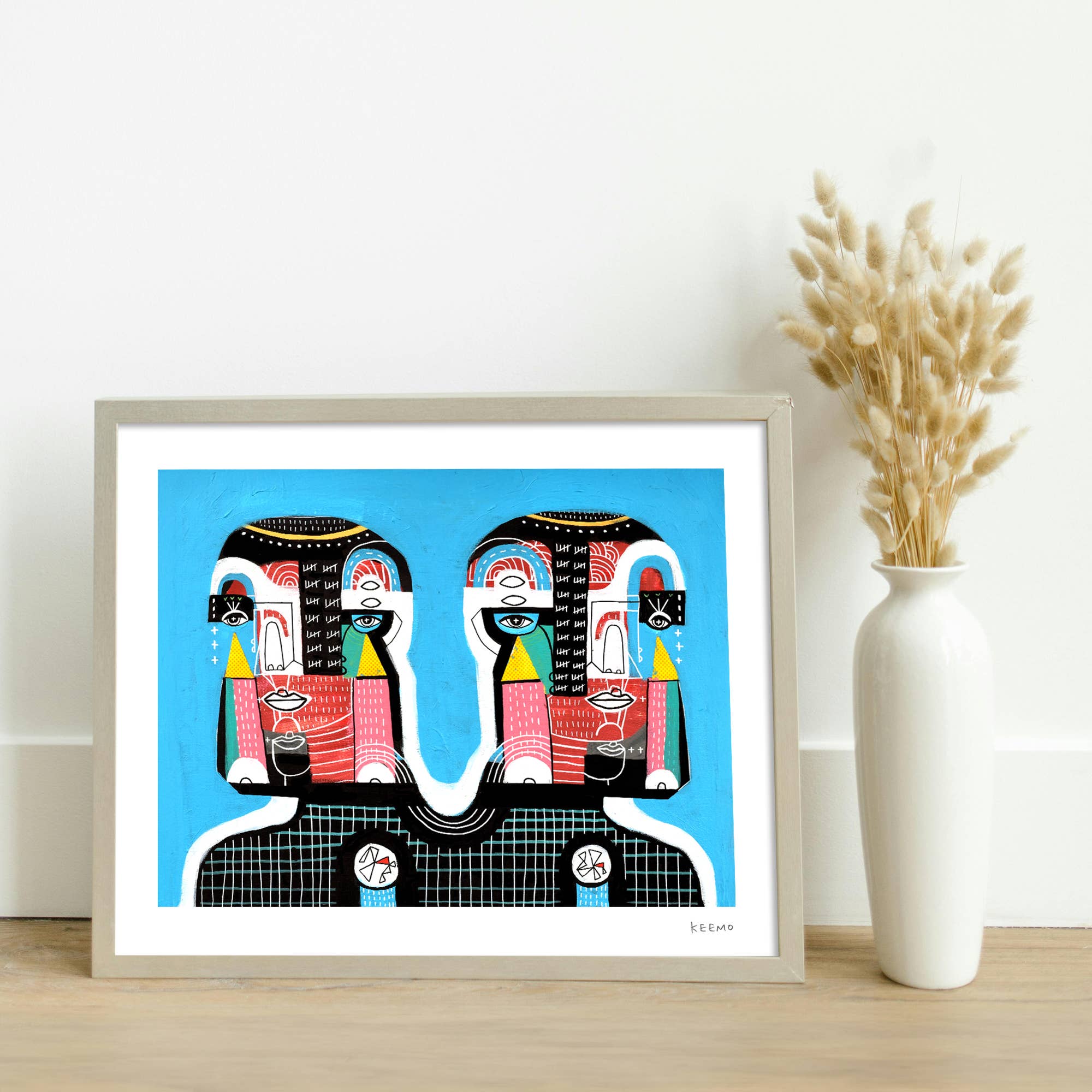 Keemo Gallery - Wholesale Art Print - Love Colorful Modern Art Print Lover Couple Blue Friend6