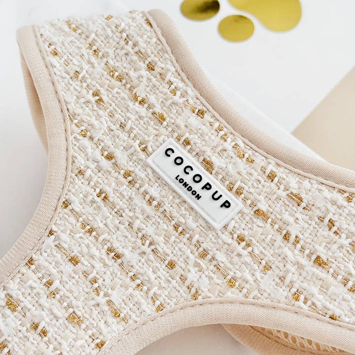 Cocopup London - Wholesale Pet harness – Dog - Vanilla Textured Tweed Adjustable Neck HARNESS1