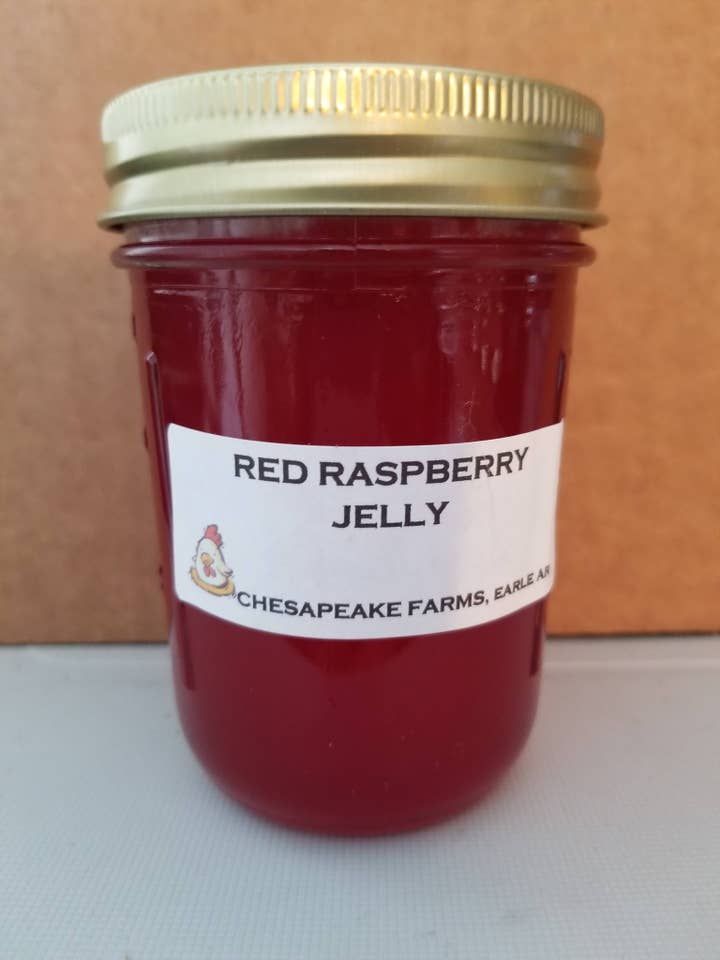 Organic Red Raspberry Jelly: Arkansas Grown, Vegan, 8 oz for wholesale by Chesapeake Farms LLC
