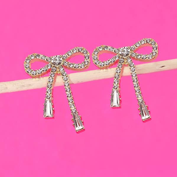 OR BOUCLE D'OREILLE EN FORME DE NŒUD EN STRASS | 80E2433 en vente sur Faire0