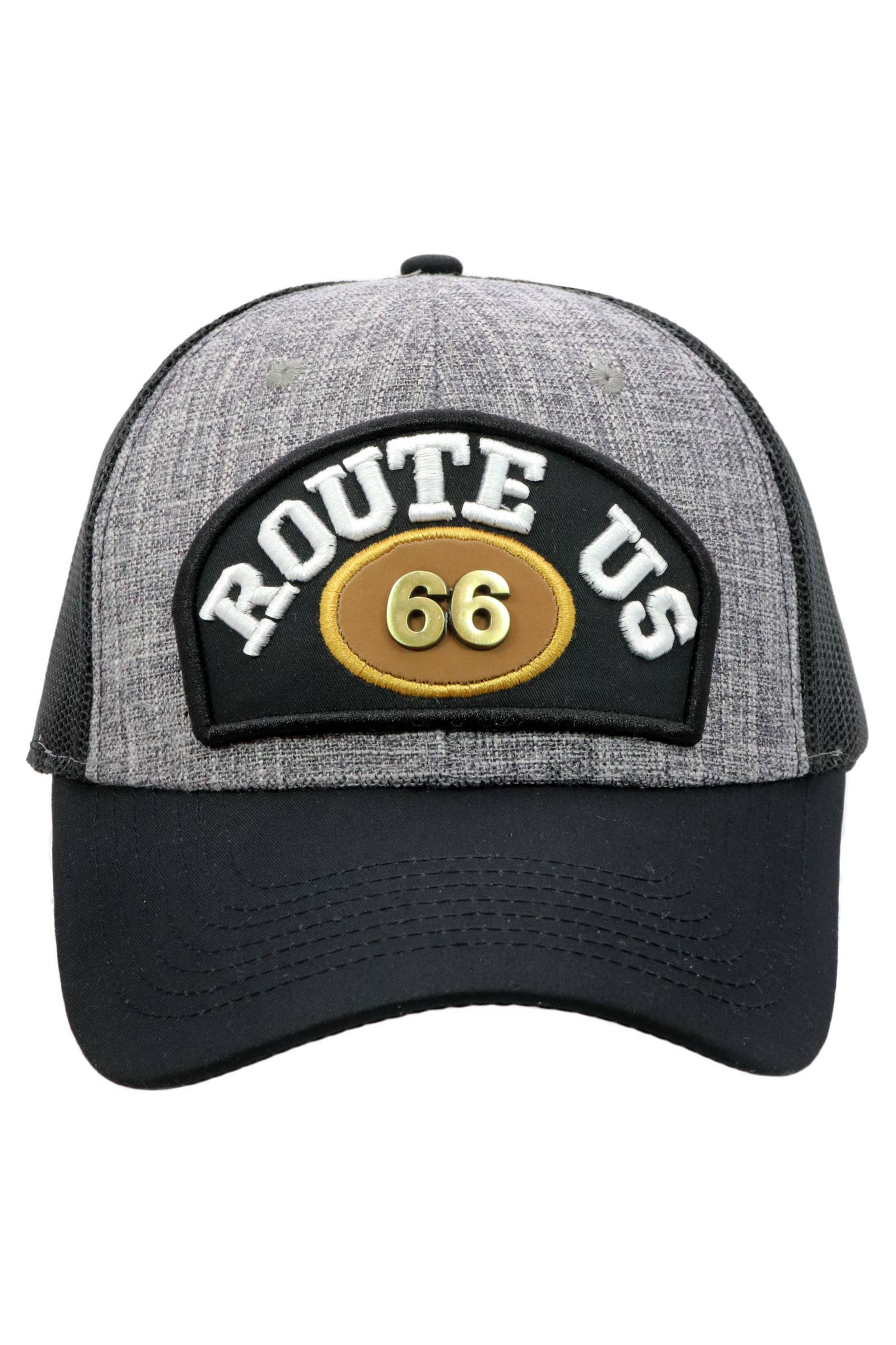 Assorted Route 66 Emblem Mesh Snap Back Trucker Hat for wholesale on Faire2