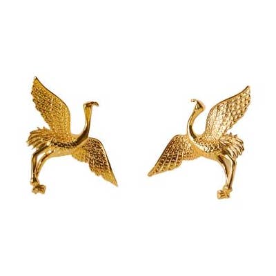 Ohrstecker in Schwanenform aus kupfervergoldetem 14k Gold für den Großhandel von Fleur de lys collections