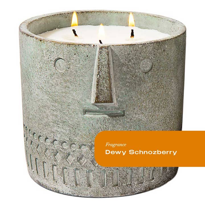 Dewy Schnozberry Stone Face Candle 27oz for wholesale by Plant Based Candles
